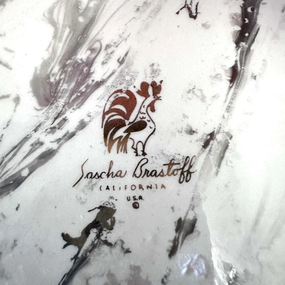 Sascha Brastoff Surf Ballet Pink Platinum Set of 3 Dinner Plates 10.5